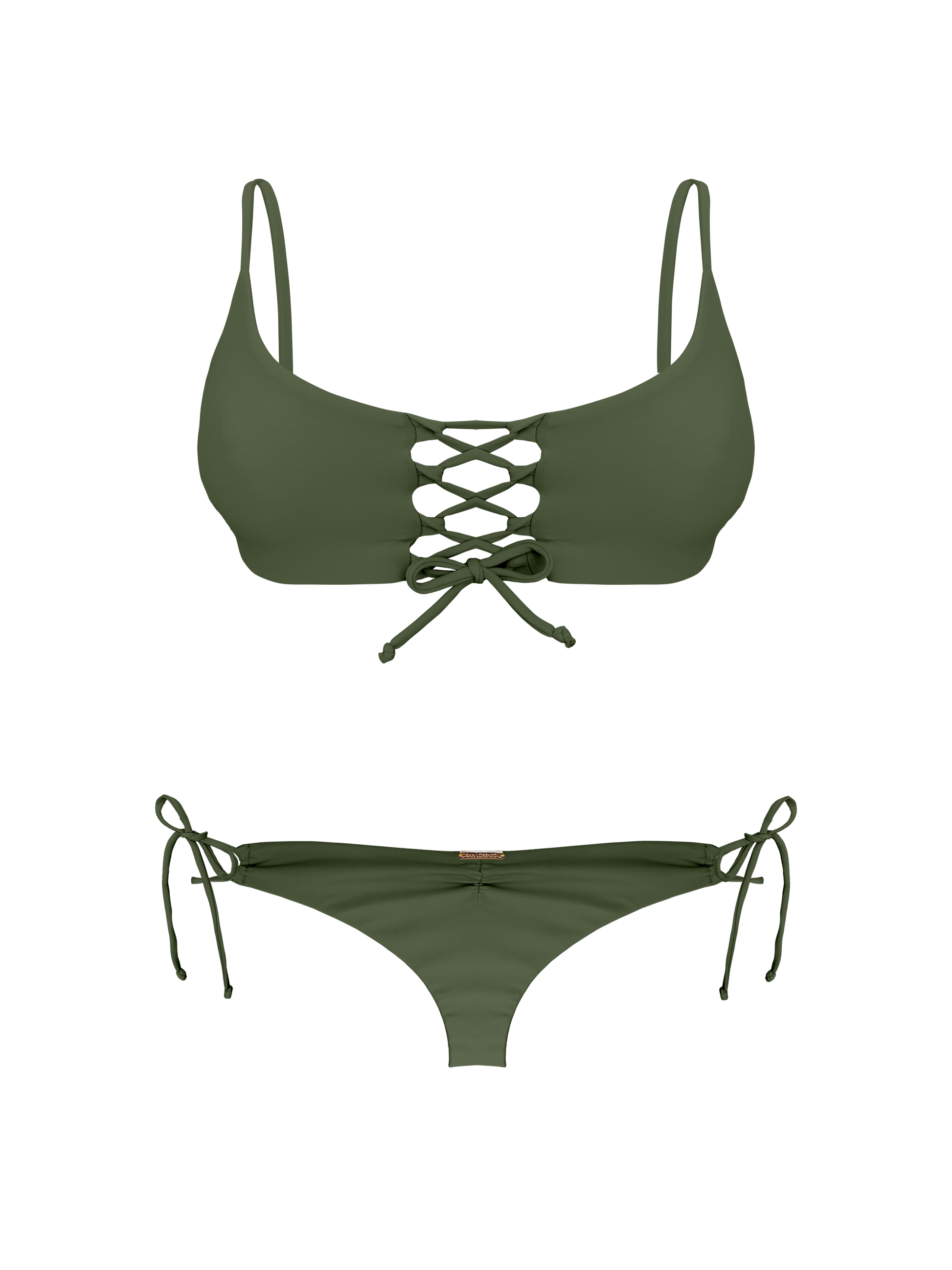 ZAFUL Criss Cross Bikini Top And High Cut Bikini Bottom Set In GREEN