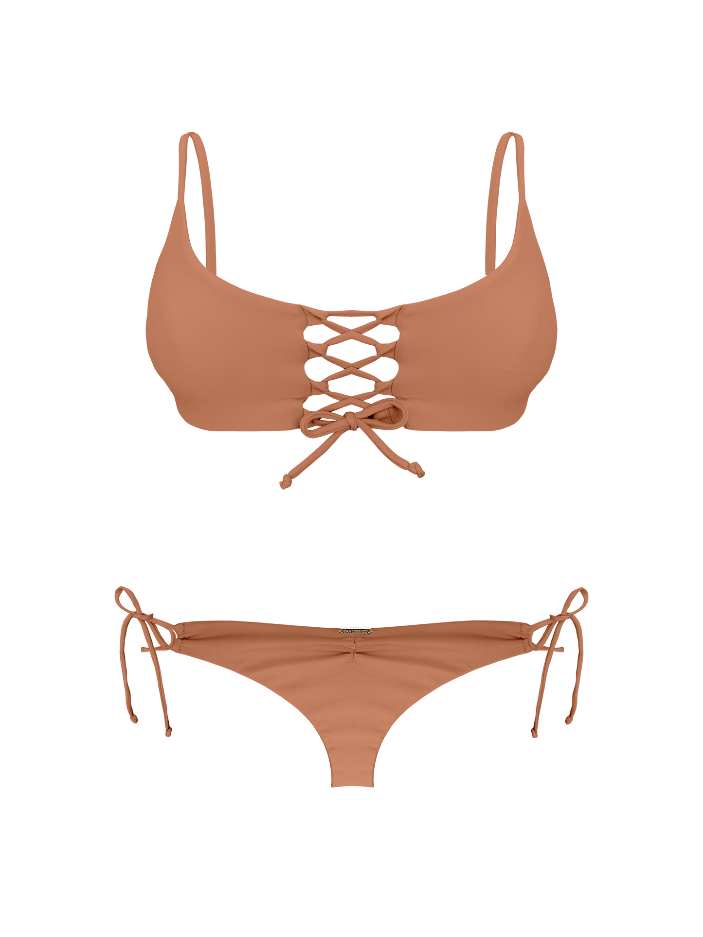 Coral Dune Sunset Thong Tie Loop Bikini Bottom