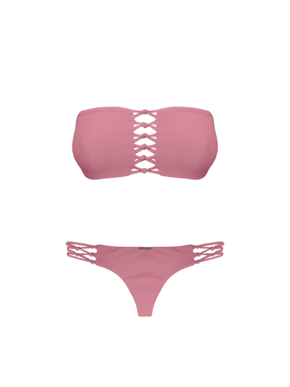 Coral Pink Sand Braided Thong Bikini Bottom