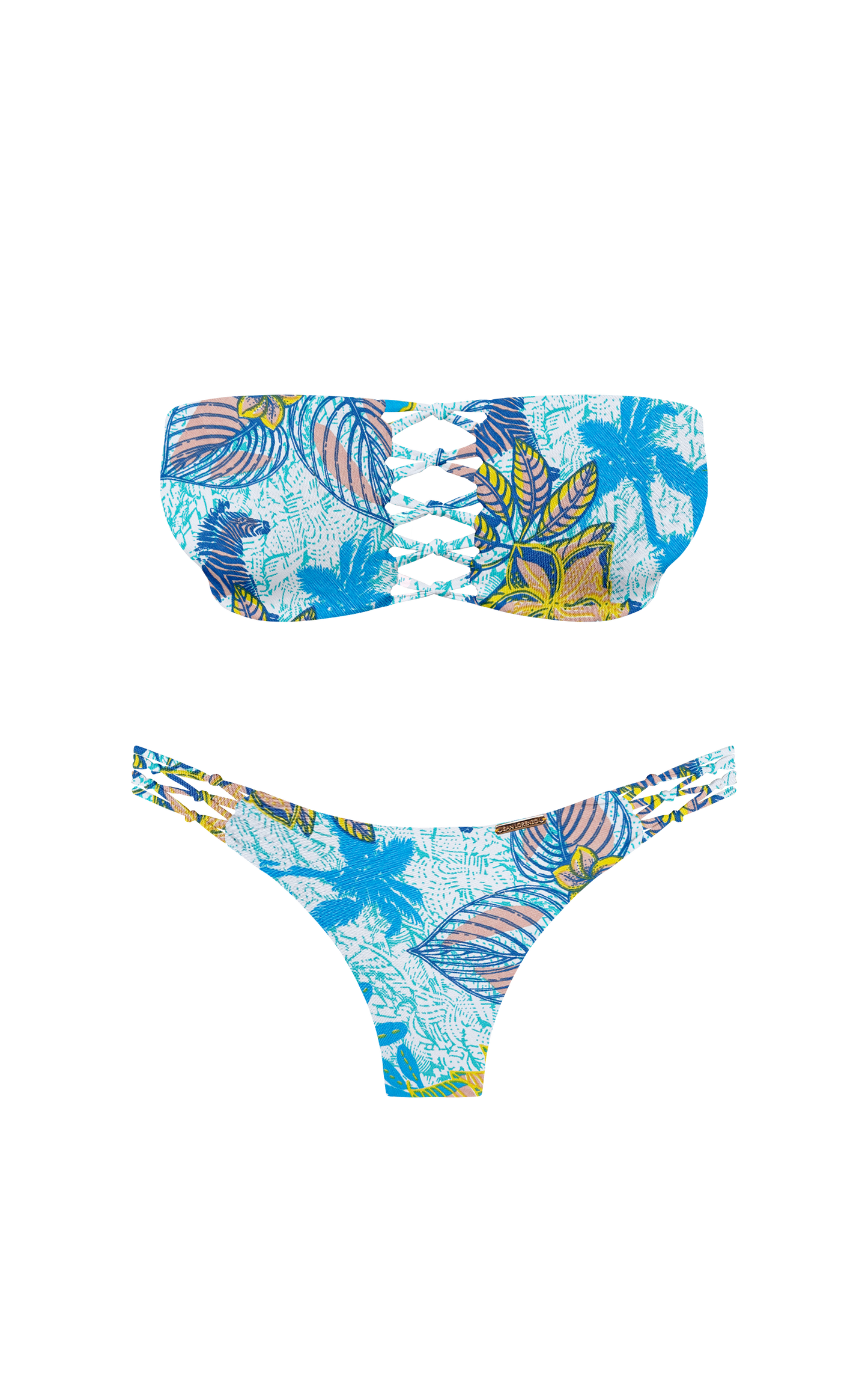 Island Palms Sea Glow Braided Thong Bikini Bottom