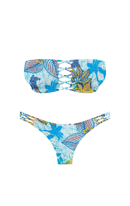 Island Palms Sea Glow Braided Thong Bikini Bottom