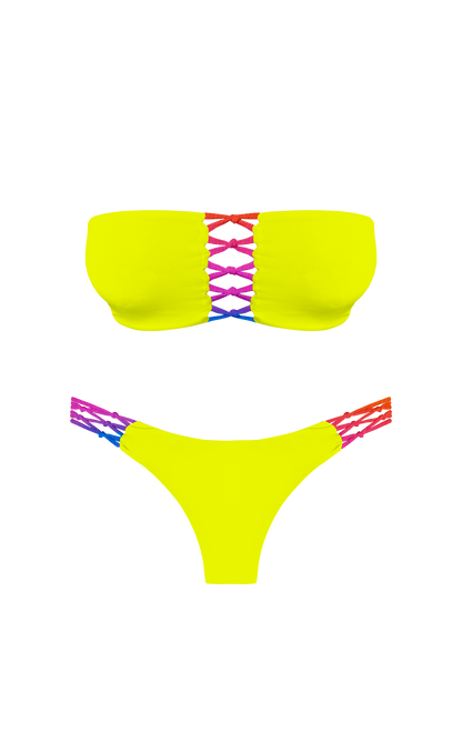 Island Palms Autumn Fire Braided Thong Bikini Bottom