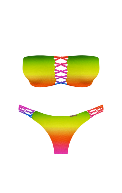 Island Palms Autumn Fire Braided Thong Bikini Bottom