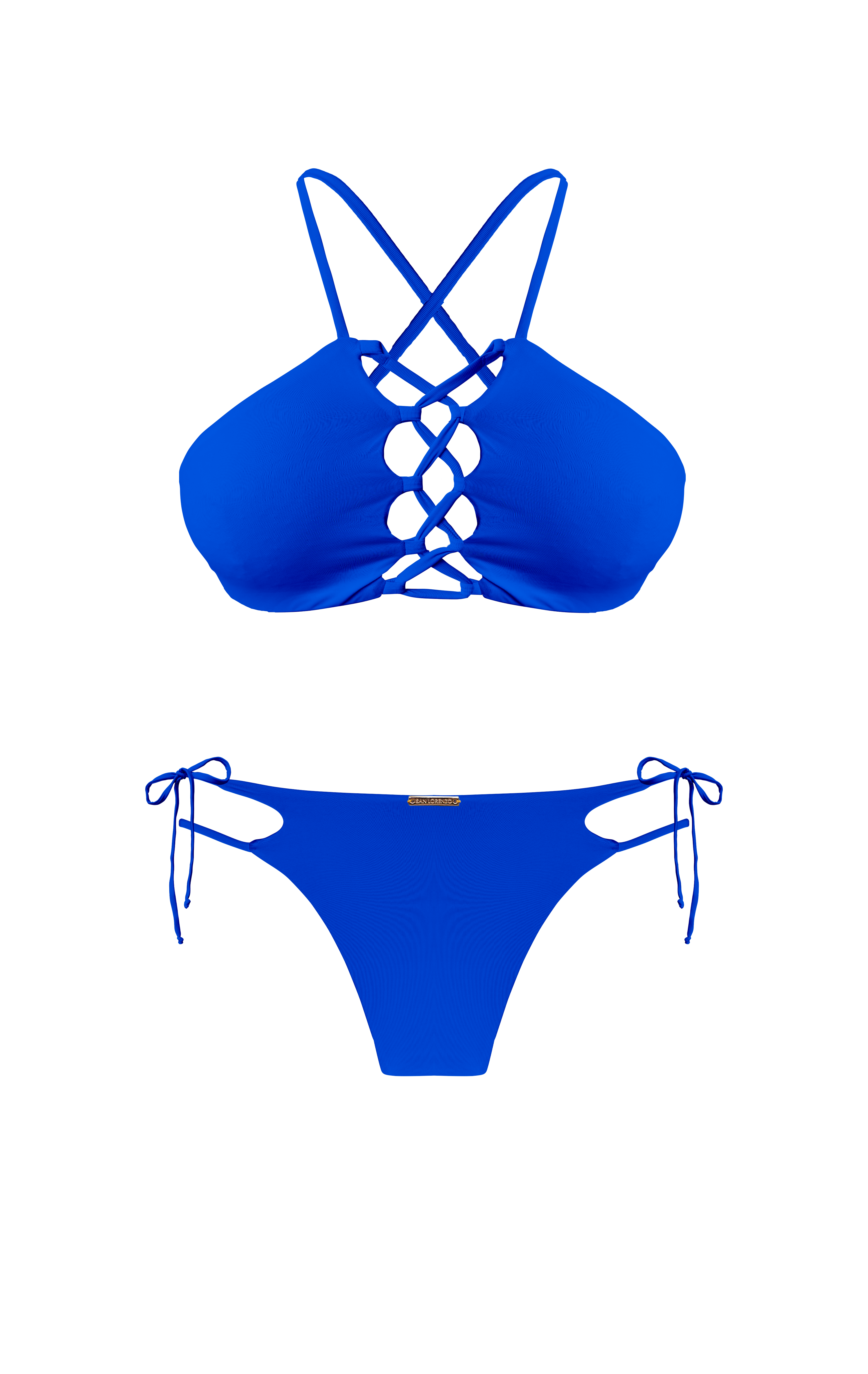 Island Palms Sapphire Hipster Strap String Bikini Bottom