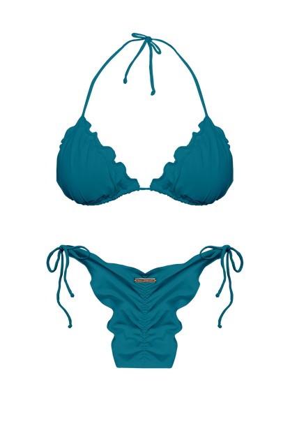 TAHITI MANA Foliage Ruffle Triangle Bikini Top